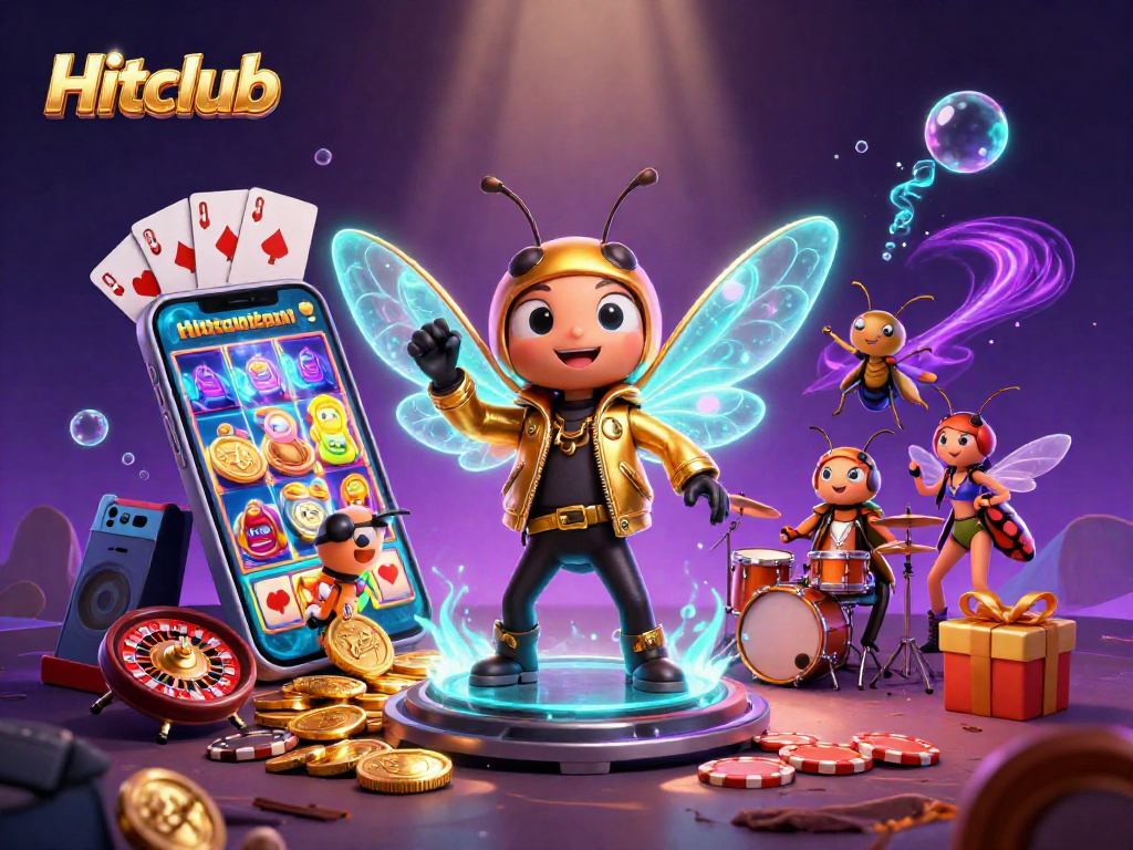 Experience gaming excitement at Hitclub with vibrant characters and dynamic casino elements.