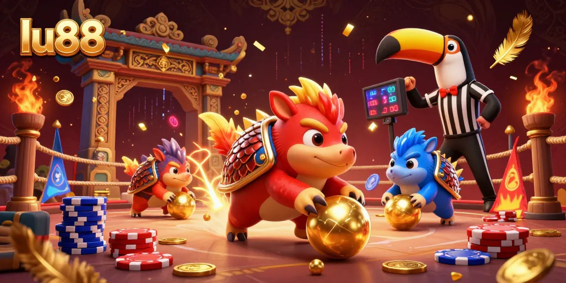Engage with lu88's vibrant casino action featuring rival pangolins competing amidst sparkling poker chips.