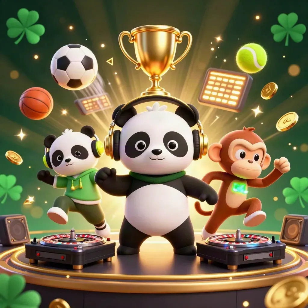 Panda DJ, scimmia breakdance e gattino glow-stick tra trofei, palloni e monete d'oro.
